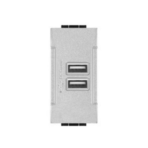 [Doppia presa USB 2A INT-LGT argento] 821A